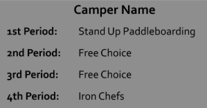 Sample Camper Schedule